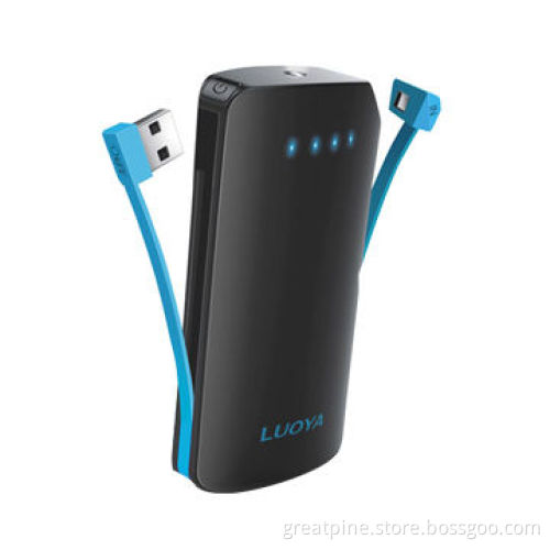 Built-in USB Cable Power Bank for iPhone/Galaxy/Android Phone/Pad Series, 5200mAh Capacity